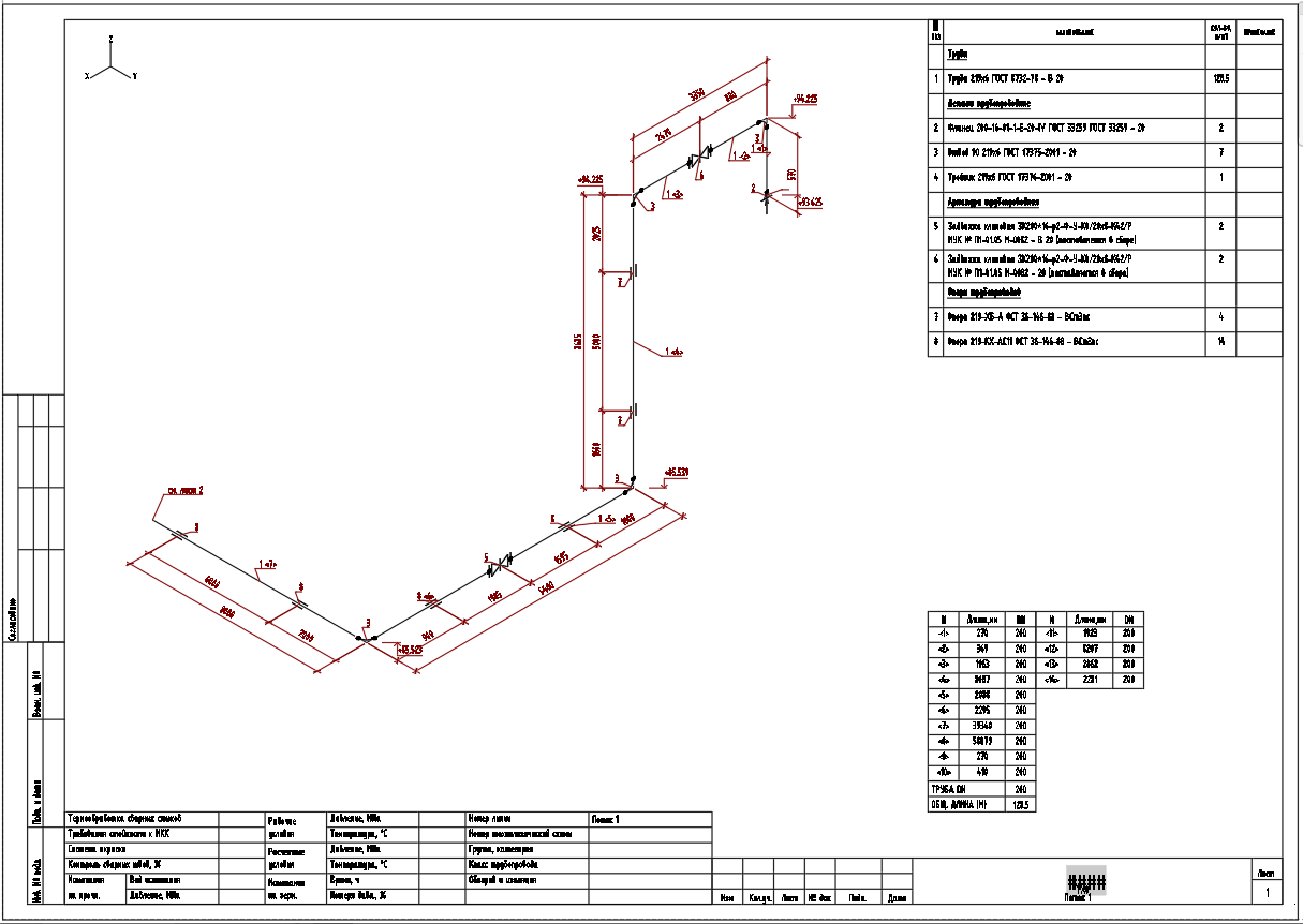 Чертеж технологических трубопроводов