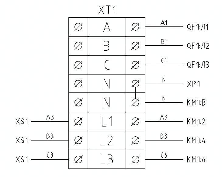 Клеммник на схеме