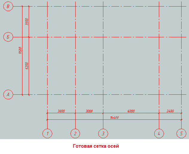 План с сеткой осей